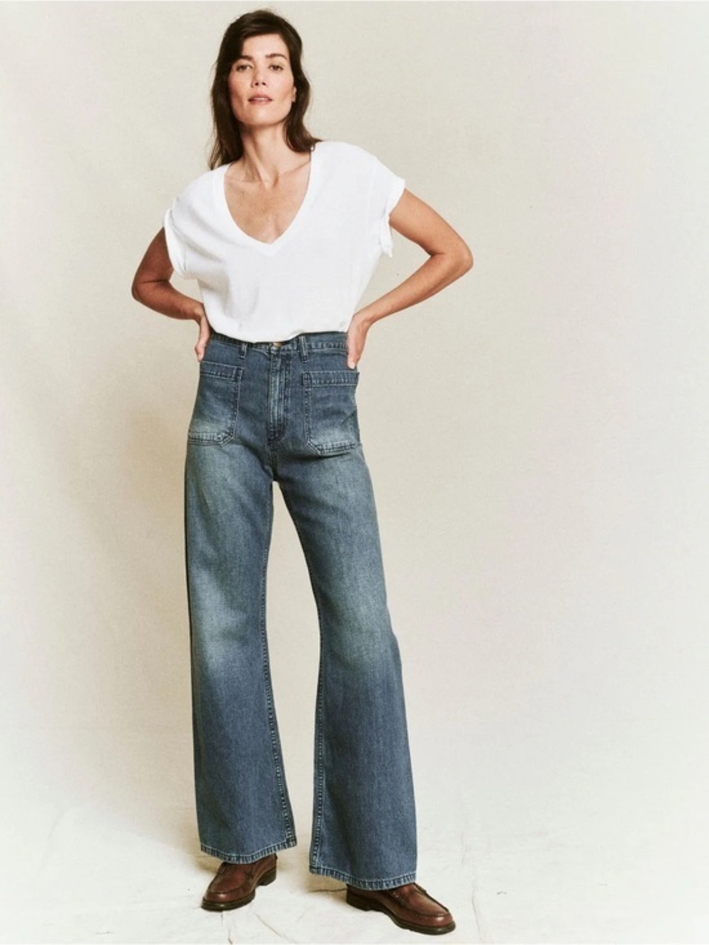 THE GREAT. DENIM THE DOCK JEAN MARINA WASH SIZE 28